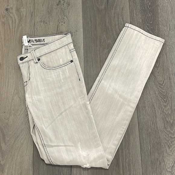 Vintage RVCA Low Rise Distressed Straight Leg Gray Washed Jeans-27 - Picture 9 of 9